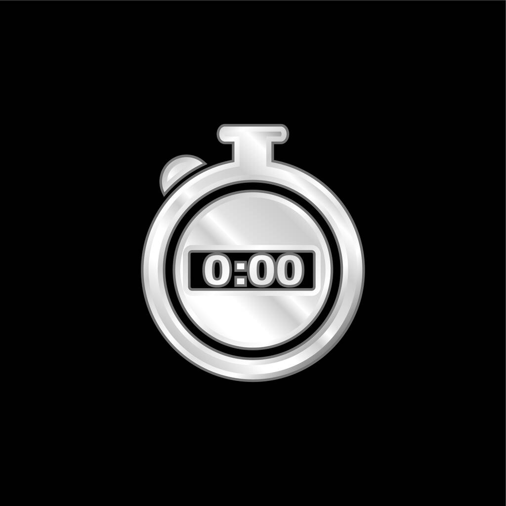Black Stopwatch postříbřená kovová ikona - Vektor, obrázek
