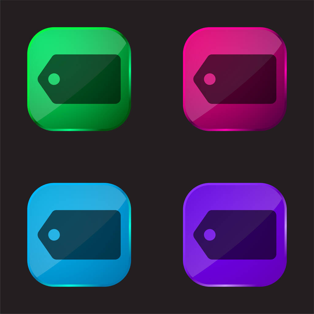 Fekete címke Horizontális pozícióban négy színes üveg gomb ikon - Vektor, kép