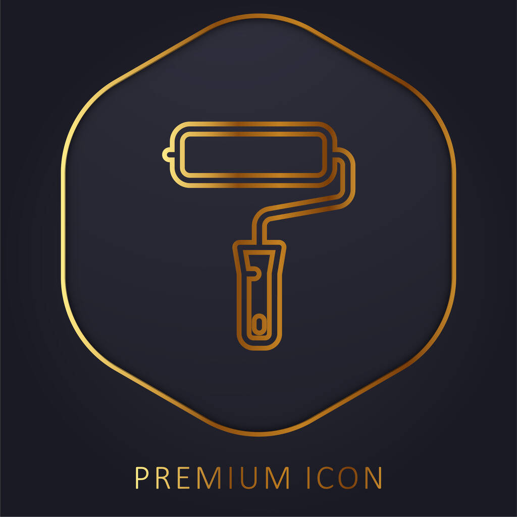 Big Paint Roller zlatá čára prémie logo nebo ikona - Vektor, obrázek