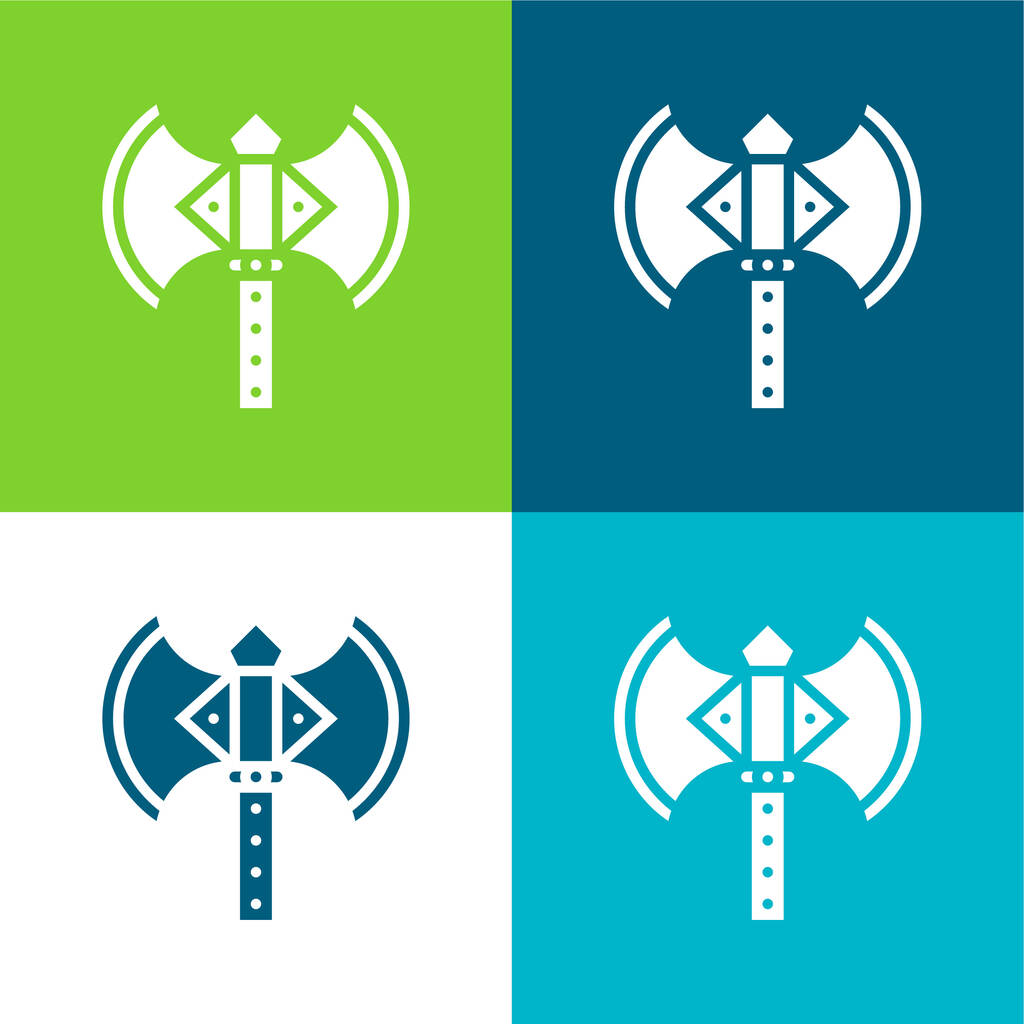 Set di icone minimali a quattro colori Axe Flat - Vettoriali, immagini