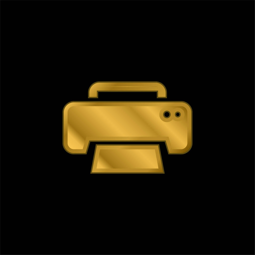 Interfaz de impresión negra Símbolo chapado en oro icono metálico o logotipo vector - Vector, Imagen