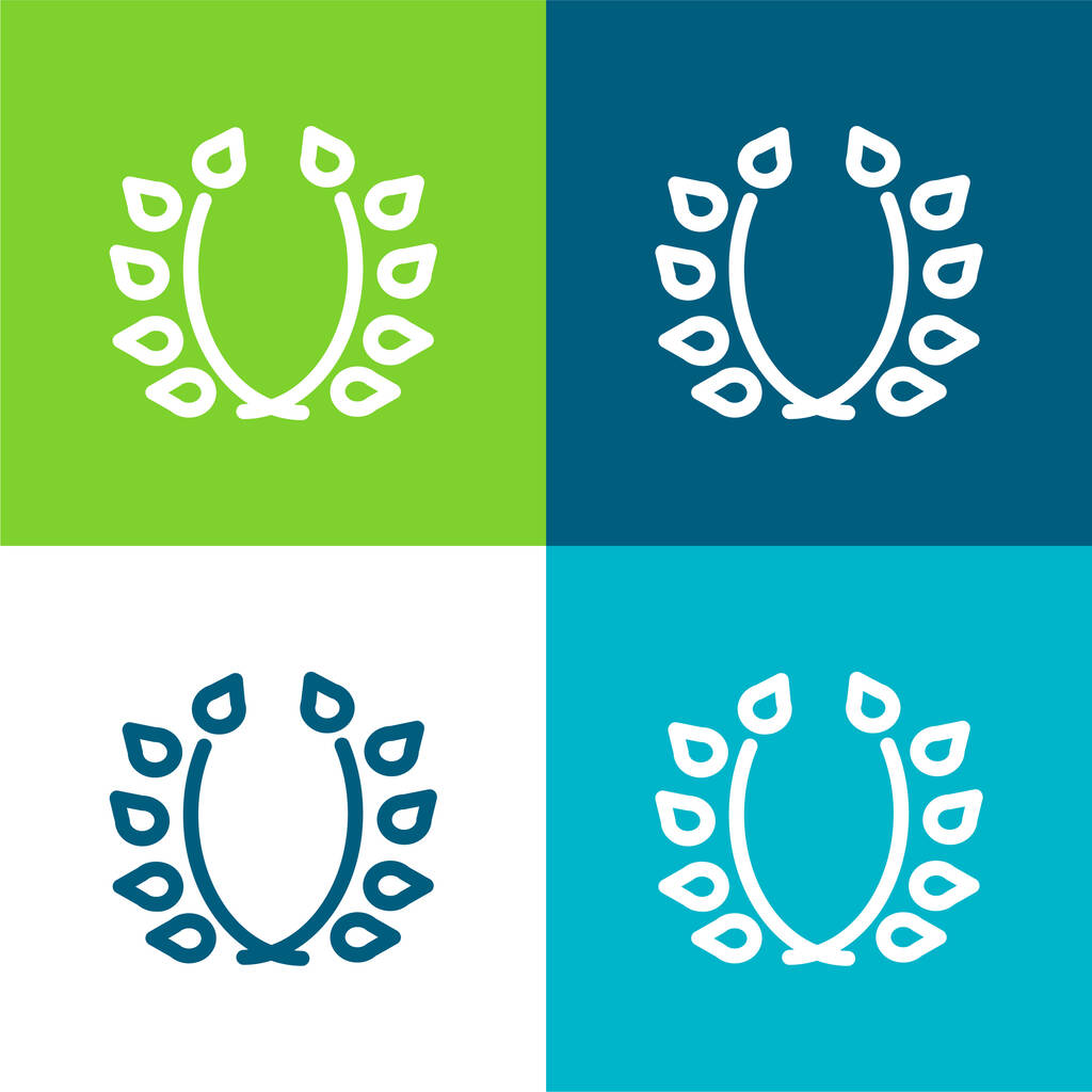 Ramas con hojas ornamento plano cuatro colores mínimo icono conjunto - Vector, imagen
