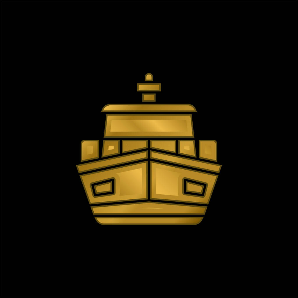 Barco chapado en oro icono metálico o logo vector - Vector, Imagen
