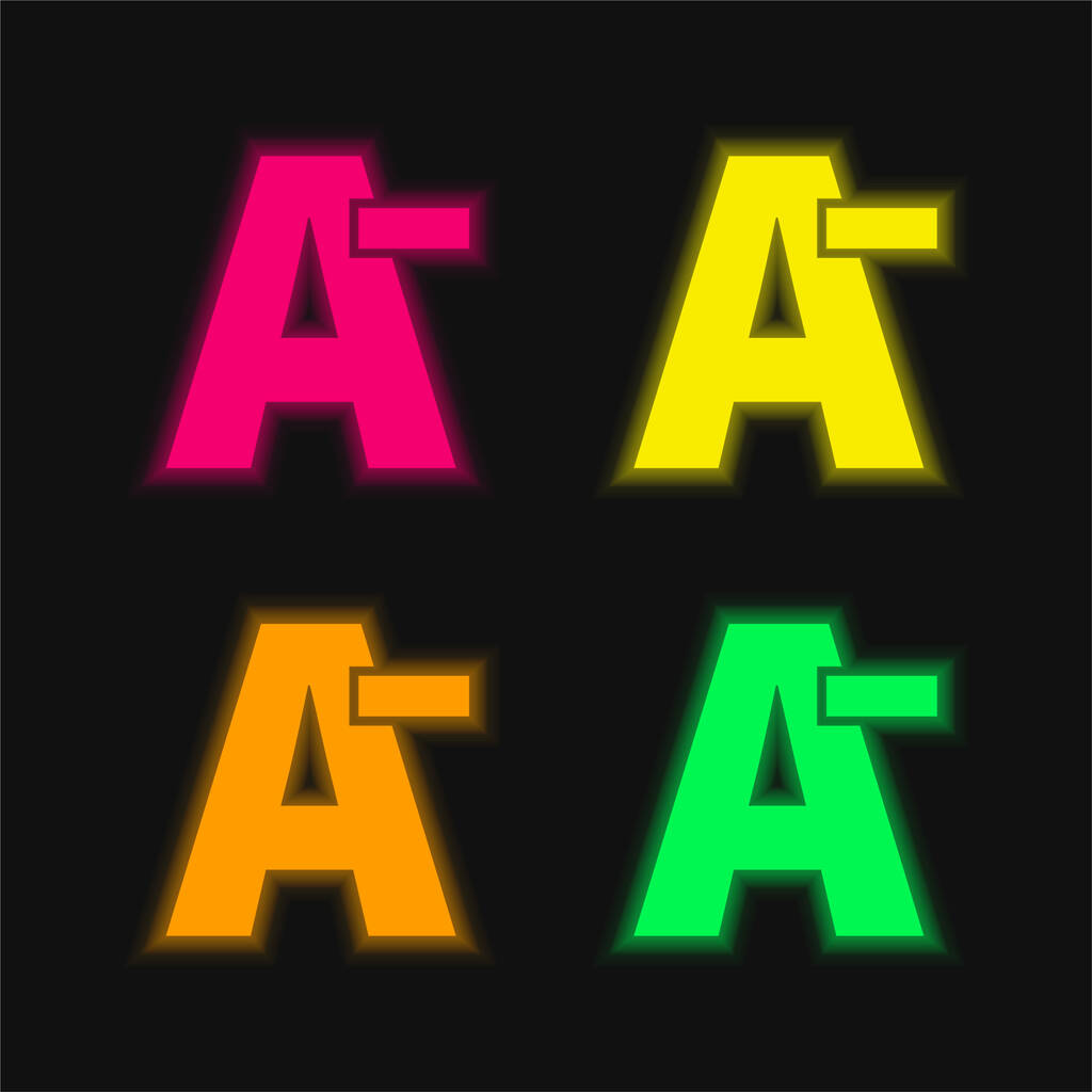 Minus Výsledek čtyři barevné zářící neonový vektor ikona - Vektor, obrázek