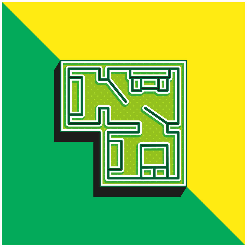 Plan Zielony i żółty nowoczesny ikona wektora 3D logo - Wektor, obraz