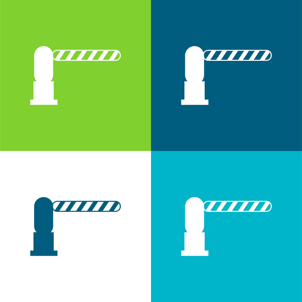Barrera Cerrado Plano de cuatro colores mínimo icono conjunto - Vector, imagen