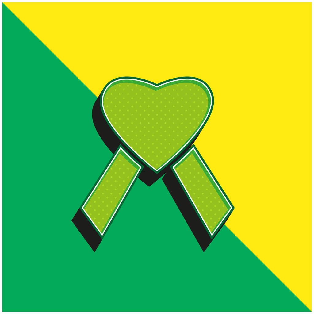 AIDS Heart Zöld és sárga modern 3D vektor ikon logó - Vektor, kép