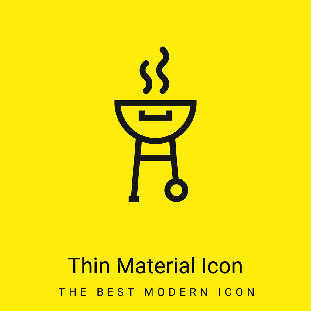 Barbecue With Smoke minimal bright yellow material icon - Vector, Image