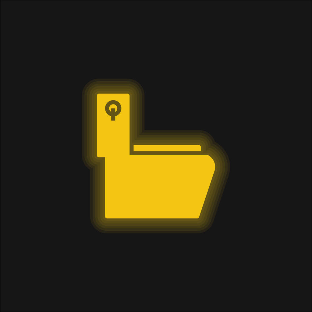 浴室黄色の輝くネオンアイコン - ベクター画像