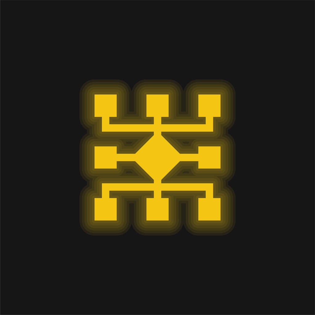 Ikona žlutého zářícího neonu algoritmu - Vektor, obrázek