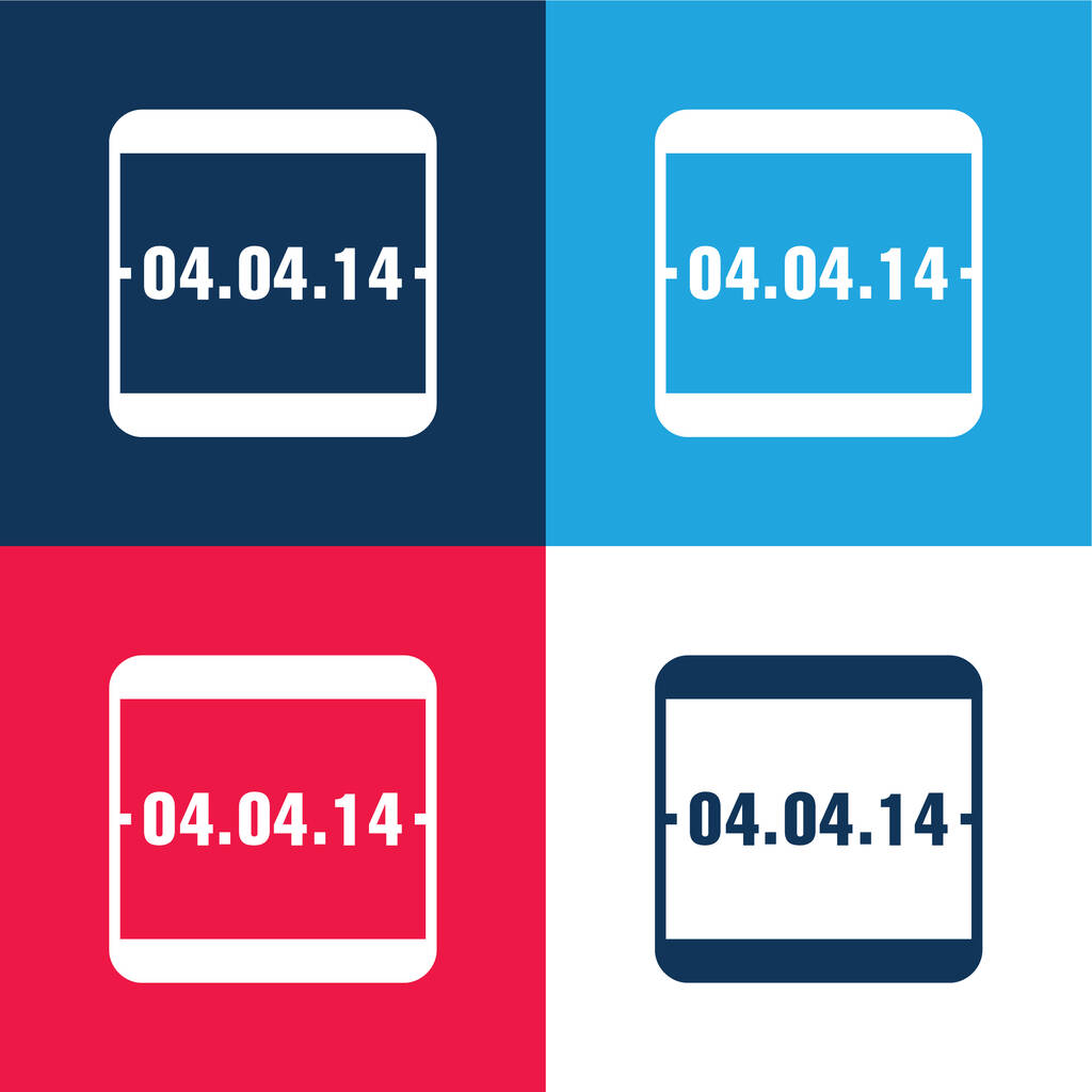 April 4 Of 2014 Event Calendar Page blue and red four color minimal icon set - Vector, Image