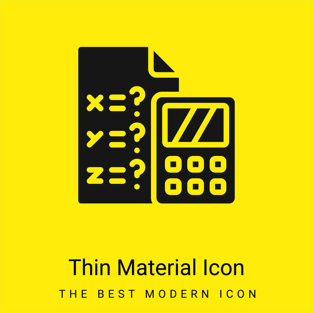 Álgebra mínima amarelo brilhante ícone material - Vetor, Imagem
