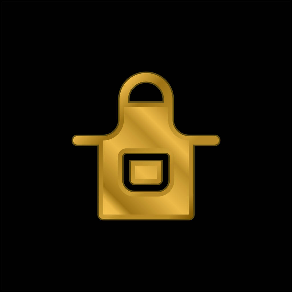 Delantal chapado en oro icono metálico o logo vector - Vector, imagen