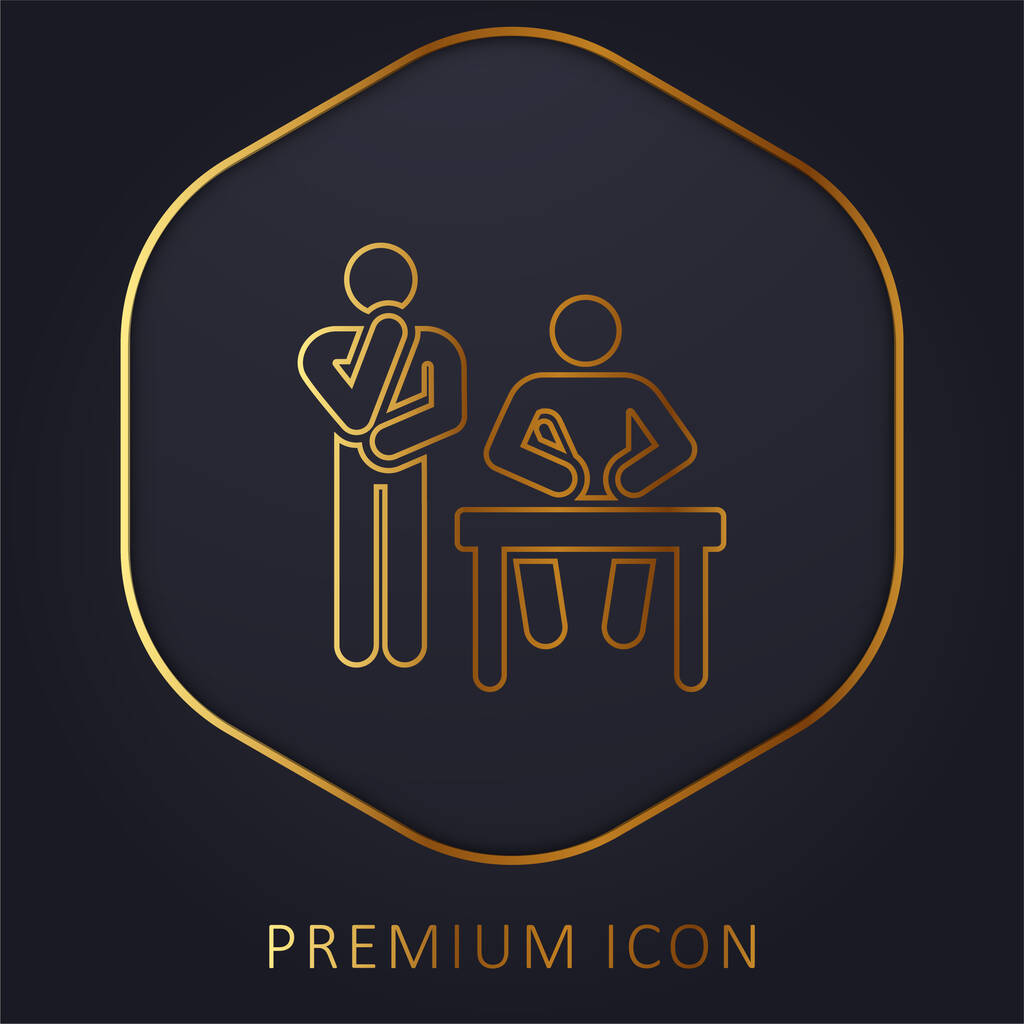 Lluvia de ideas línea dorada logotipo premium o icono - Vector, Imagen