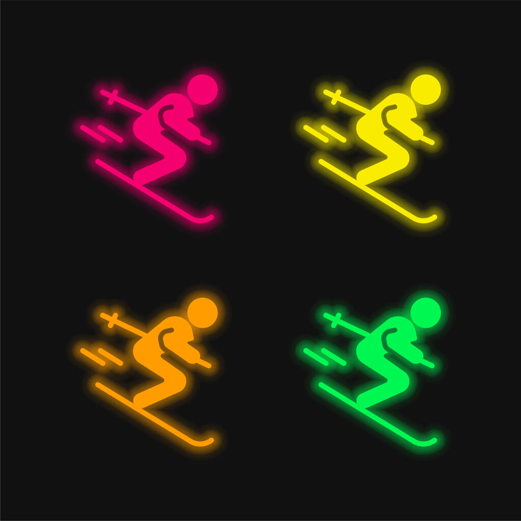 Alpine four color glowing neon vector icon - Vector, Image