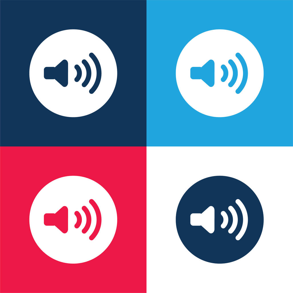 Audio Control Przycisk niebieski i czerwony czterech kolorów minimalny zestaw ikon - Wektor, obraz