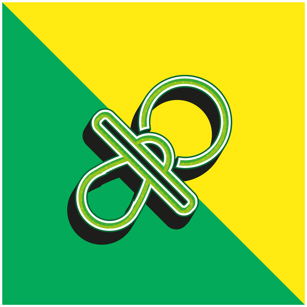 Baby Pacifier Zarys Zielony i żółty nowoczesny ikona wektora 3D logo - Wektor, obraz