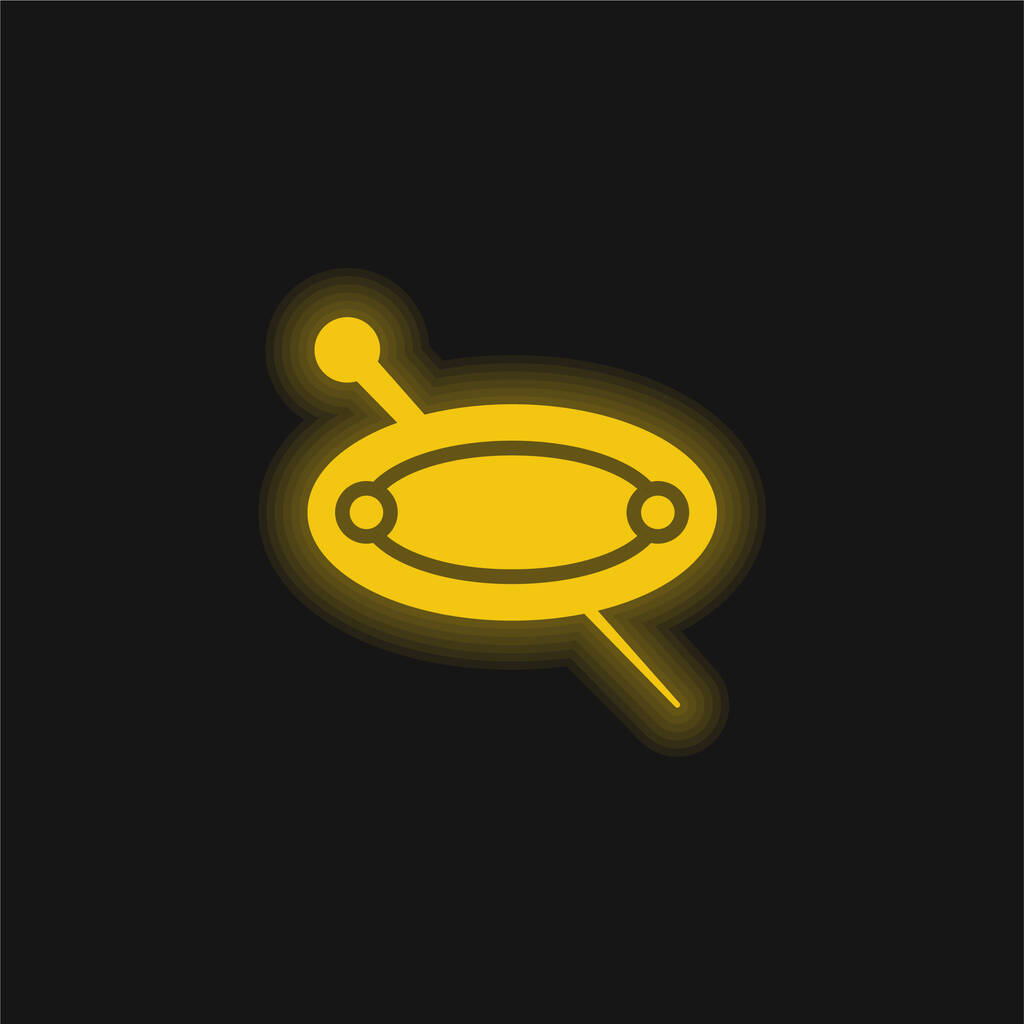 Groot Haarspeld geel gloeiende neon pictogram - Vector, afbeelding
