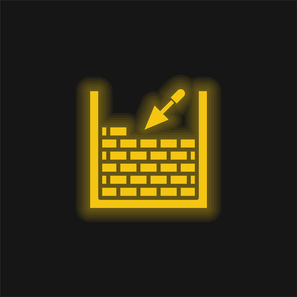 Brickwork yellow glowing neon icon - Vector, Image