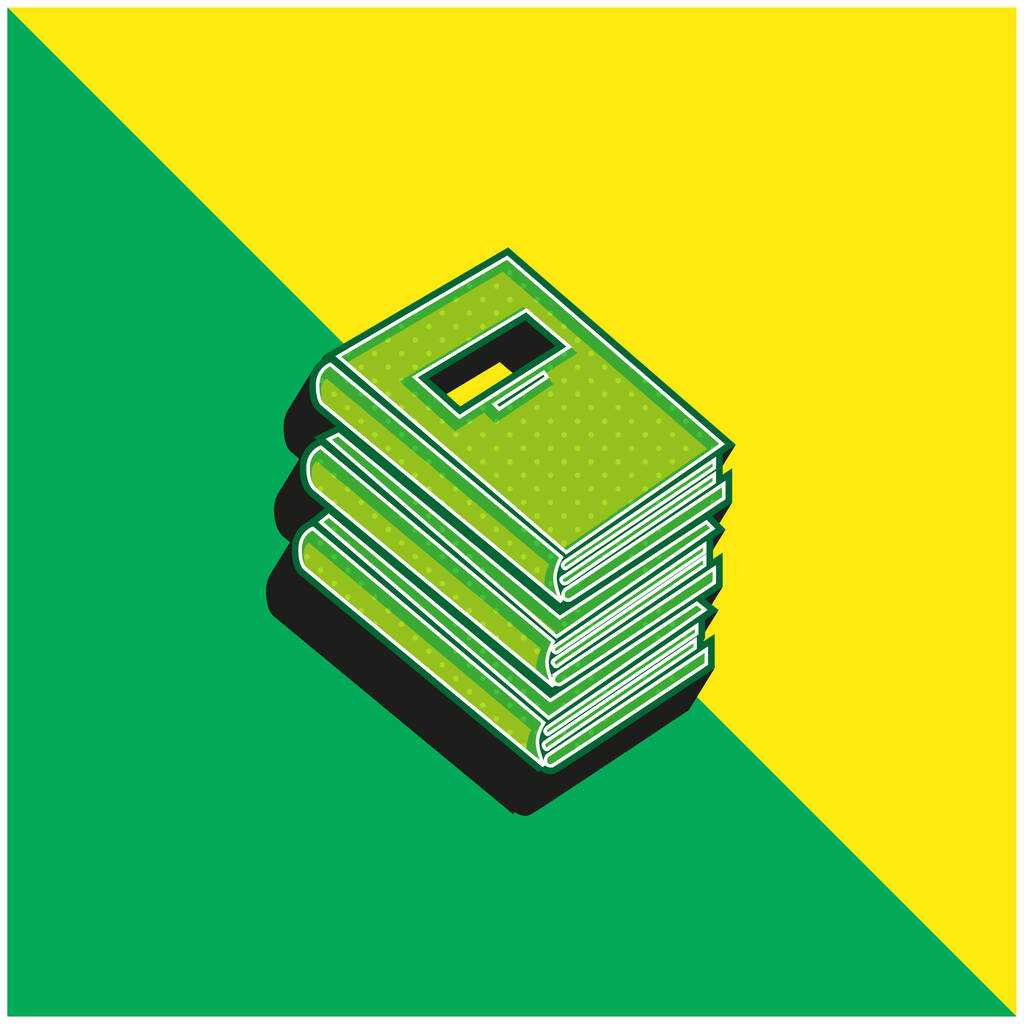 Kirjat pino Koulutukseen Vihreä ja keltainen moderni 3d vektori kuvake logo - Vektori, kuva