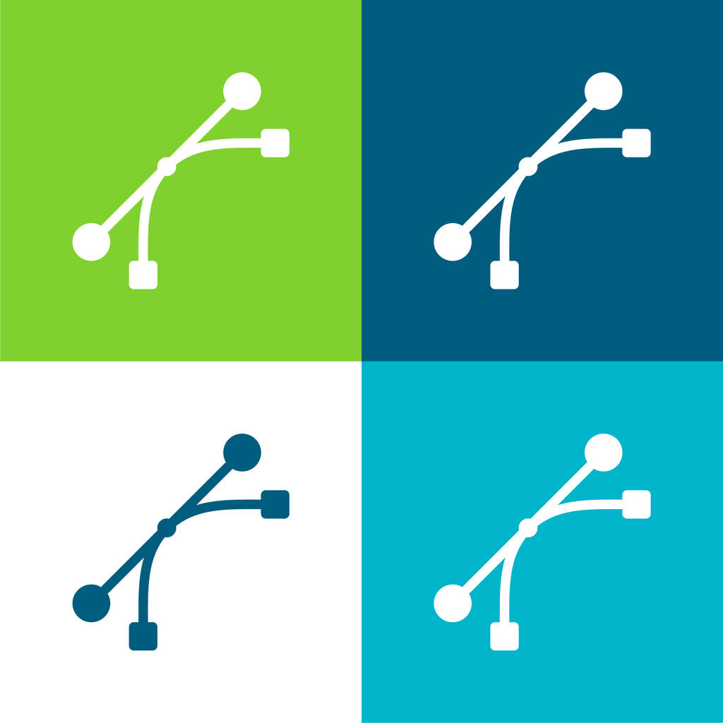 Bezier Set di icone minimali a quattro colori Flat - Vettoriali, immagini