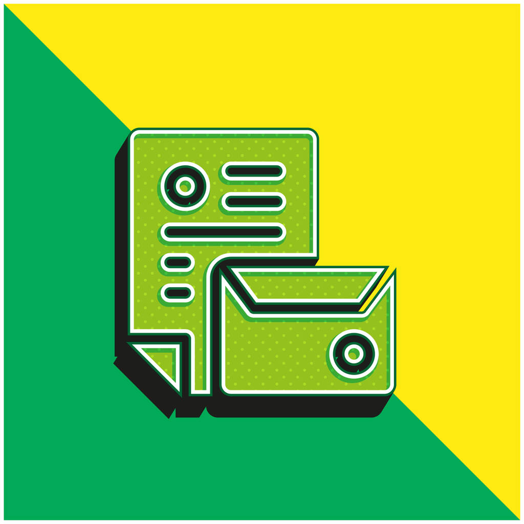 Branding Verde e amarelo moderno logotipo vetor 3d ícone - Vetor, Imagem