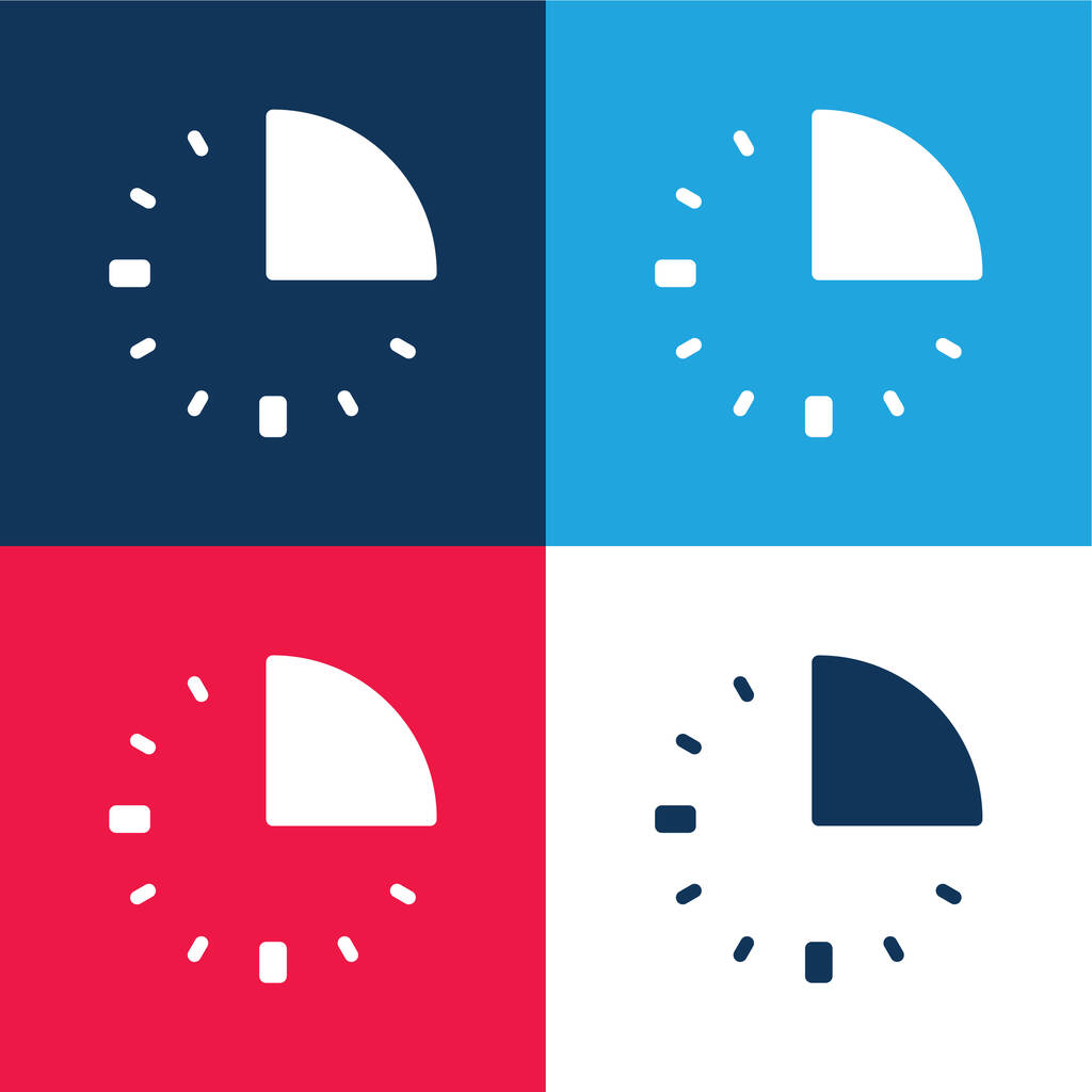15 Minuten blauw en rood vier kleuren minimale pictogram set - Vector, afbeelding