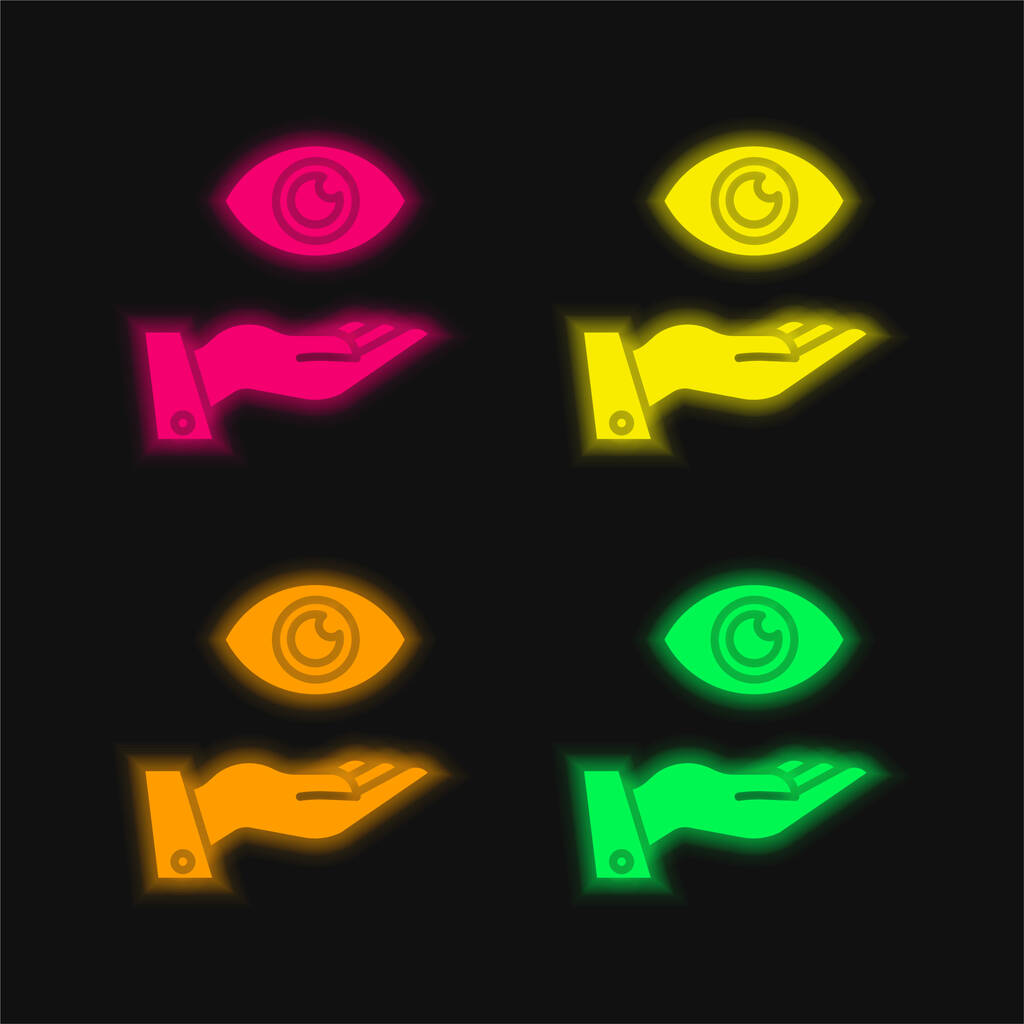 Aktivität vier Farbe leuchtenden Neon-Vektor-Symbol - Vektor, Bild