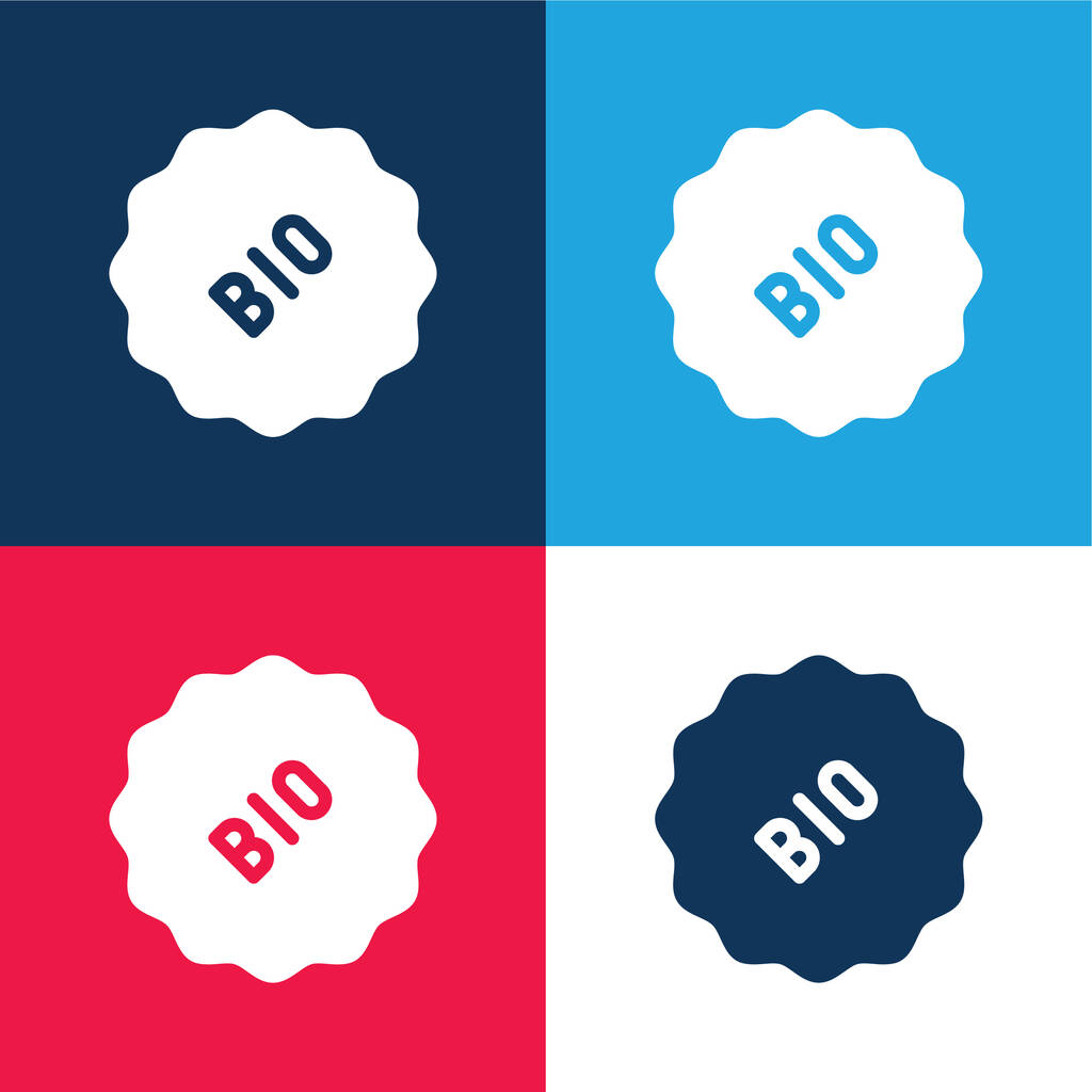 Bio azul y rojo conjunto de iconos mínimo de cuatro colores - Vector, Imagen