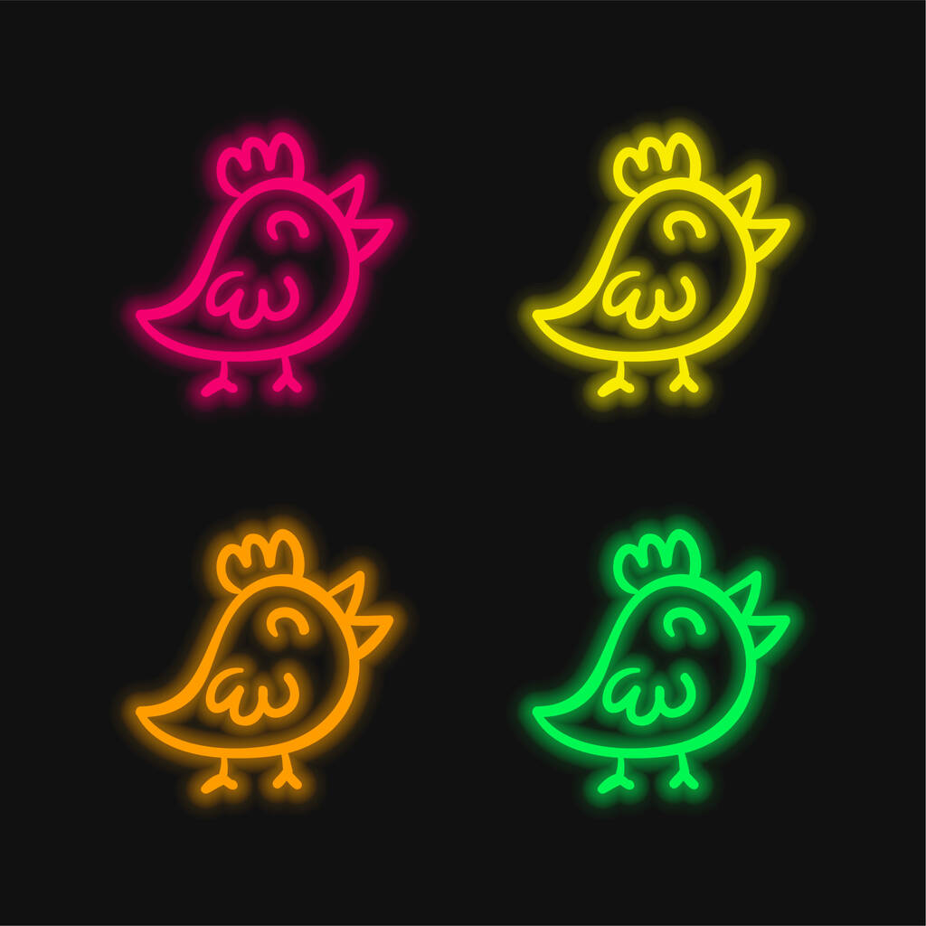 Vogel vier kleur gloeiende neon vector pictogram - Vector, afbeelding