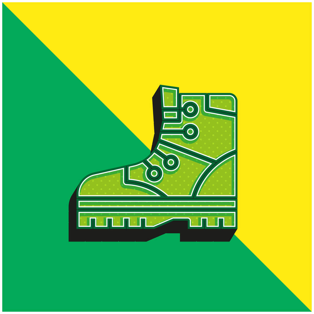 ブーツ緑と黄色の現代的な3Dベクトルアイコンのロゴ - ベクター画像