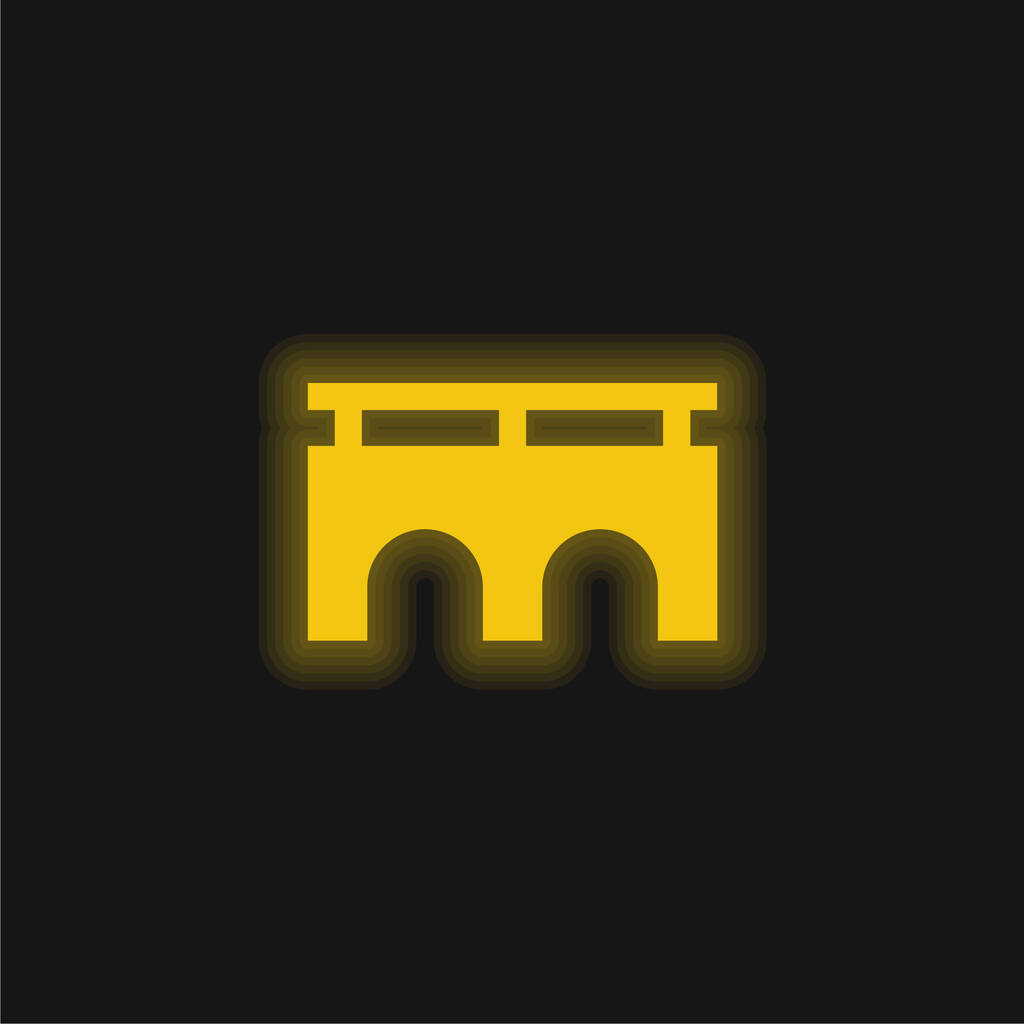 橋黄色の輝くネオンアイコン - ベクター画像