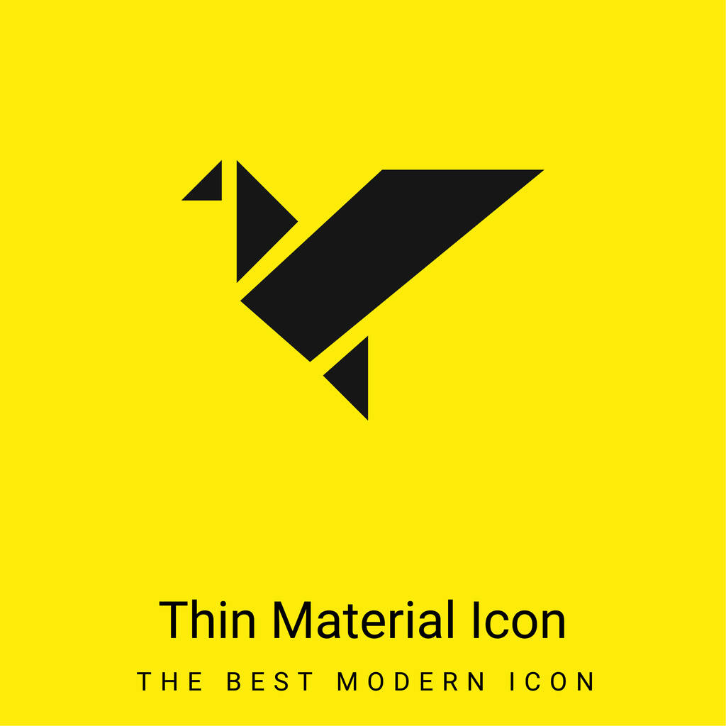 Oiseau en vol Origami minimaliste jaune vif icône matérielle - Vecteur, image