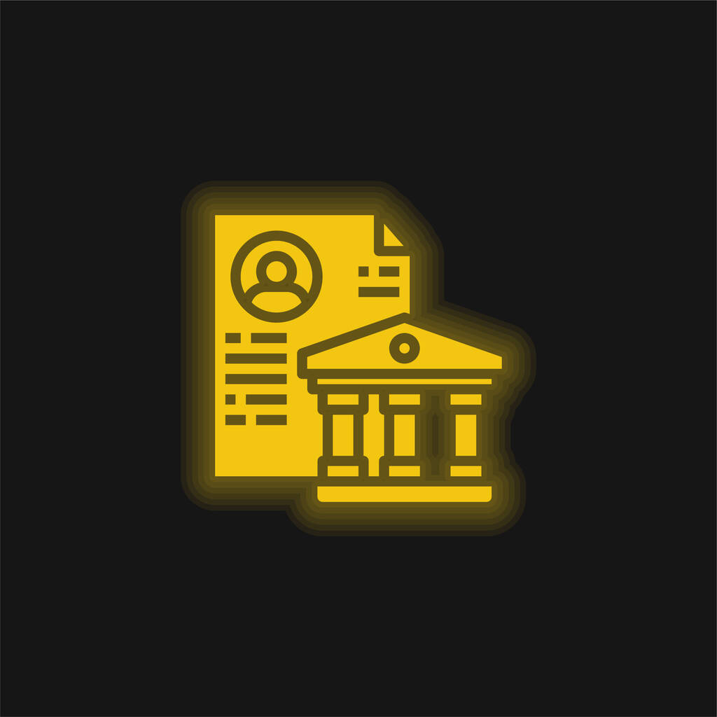 Bank sárga izzó neon ikon - Vektor, kép