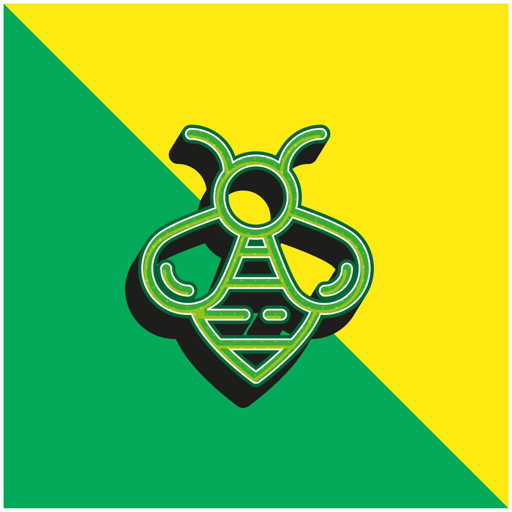 Abeille Logo vectoriel 3D moderne vert et jaune - Vecteur, image