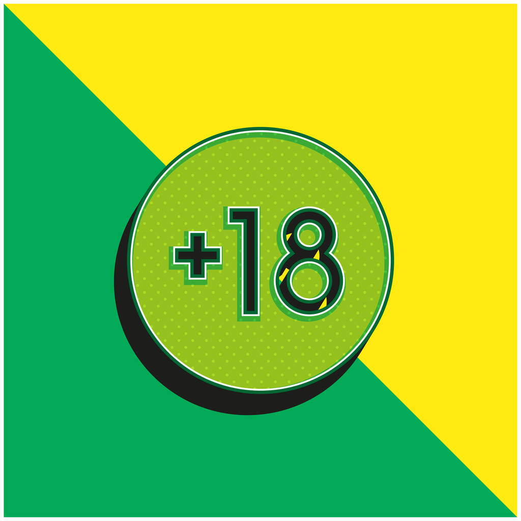 +18 Verde e amarelo moderno logotipo vetor 3d ícone - Vetor, Imagem