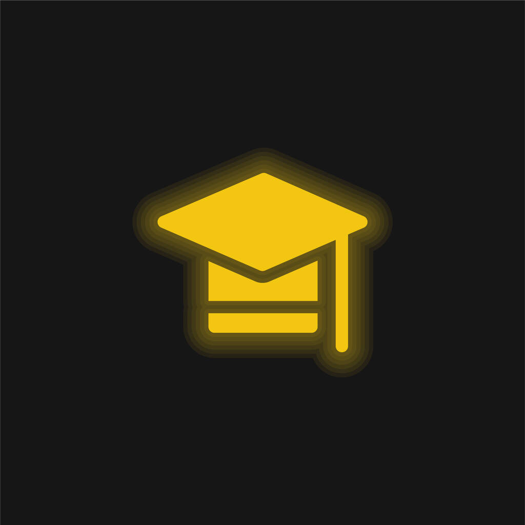 Bachelors fokozat sárga izzó neon ikon - Vektor, kép