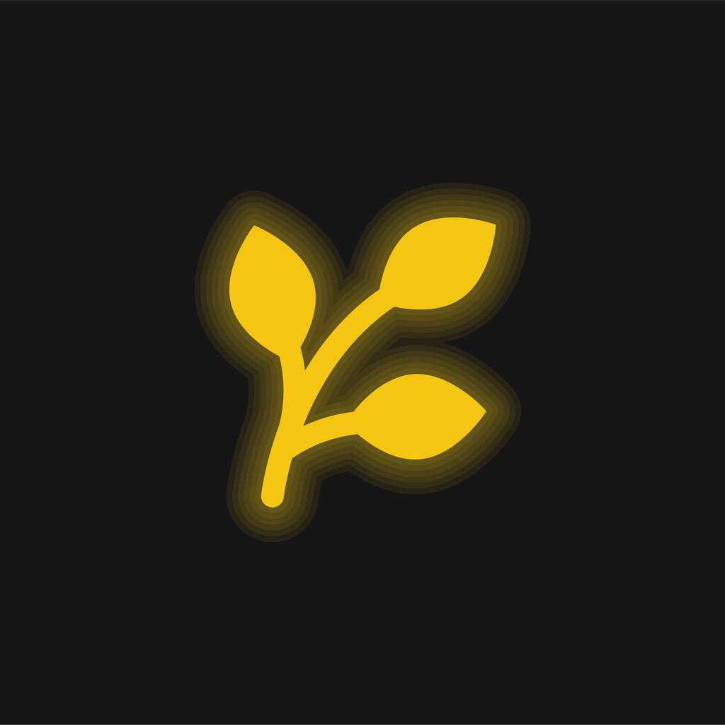黄色の輝くネオンアイコンを分岐 - ベクター画像