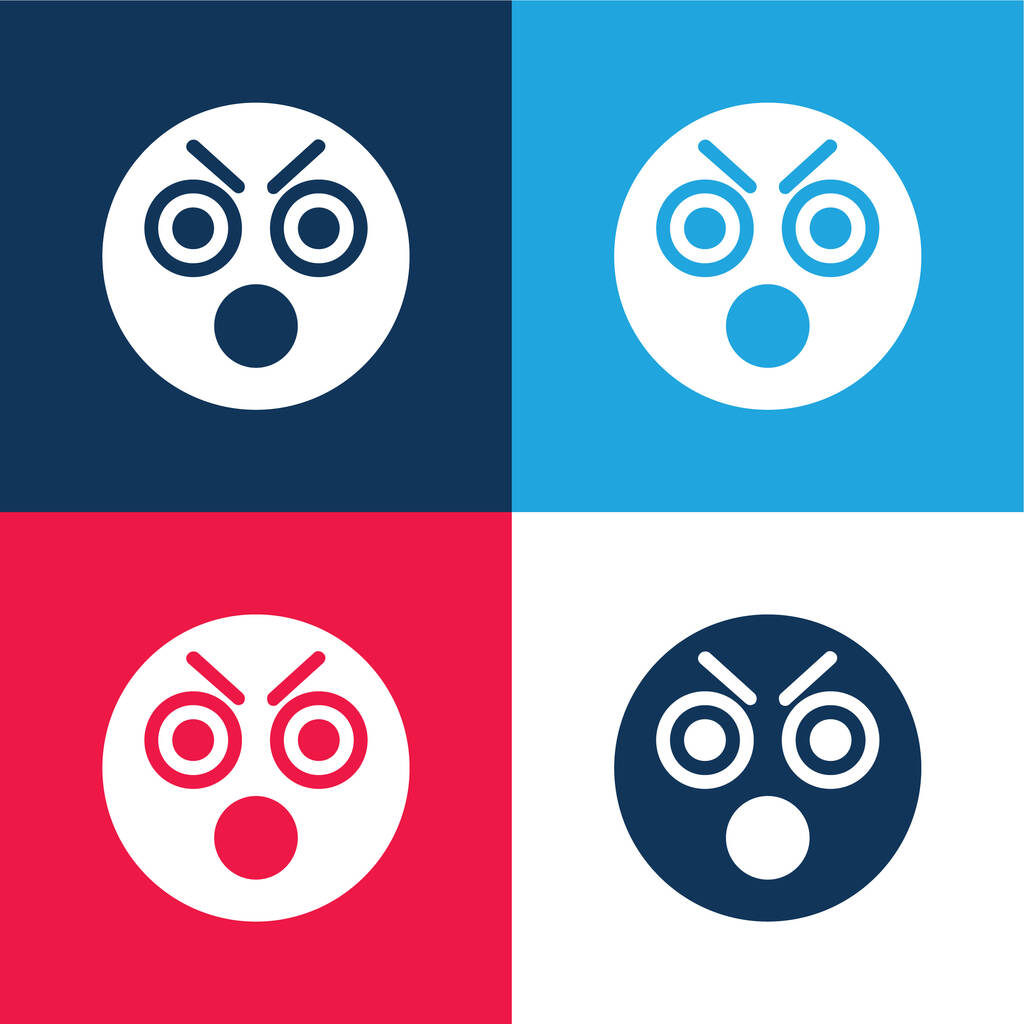 Enojado azul y rojo de cuatro colores mínimo icono conjunto - Vector, imagen