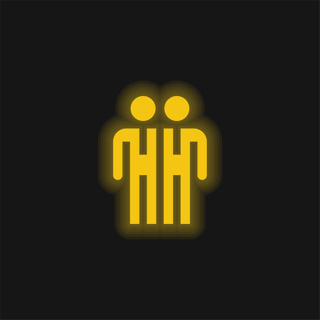 Participantes amarelo brilhante ícone de néon - Vetor, Imagem