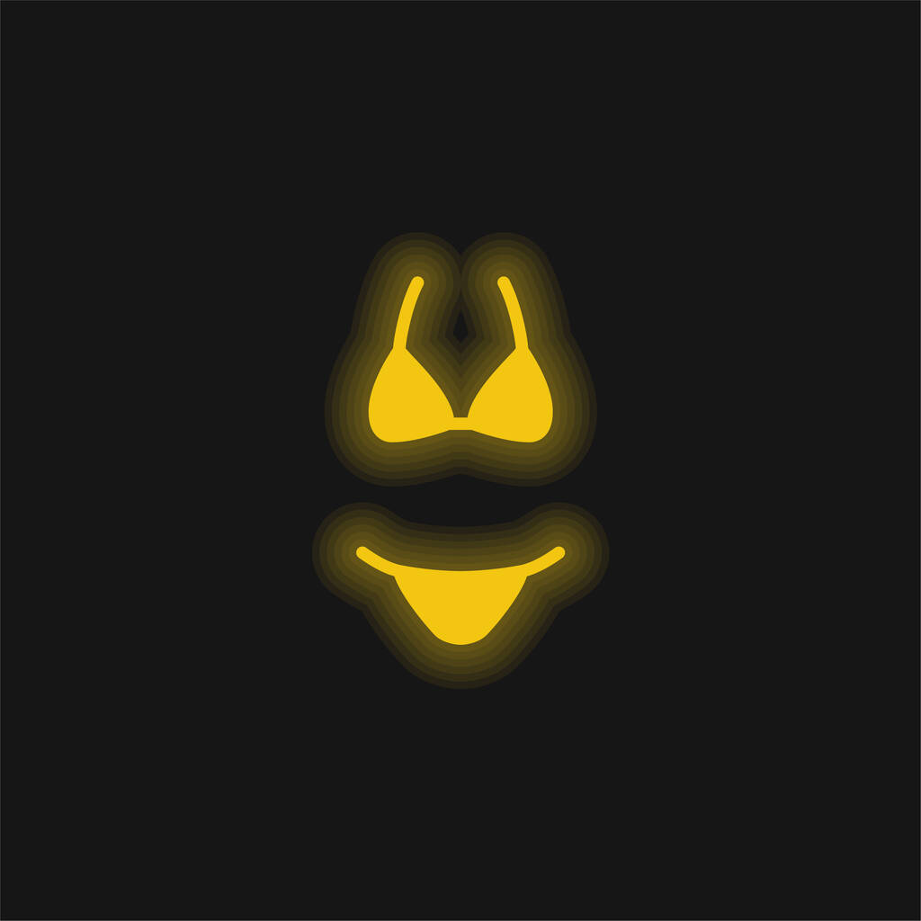 Bikini yellow glowing neon icon - Vector, Image
