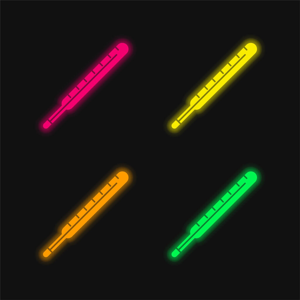 Termometro corpo quattro colori luminosi icona vettoriale al neon - Vettoriali, immagini