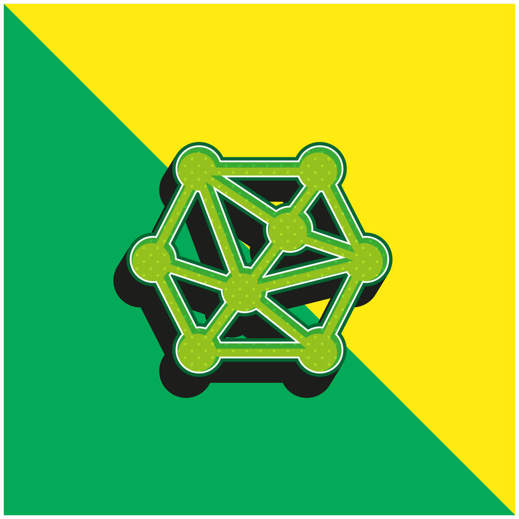 3D modellezés Zöld és sárga modern 3D vektor ikon logó - Vektor, kép
