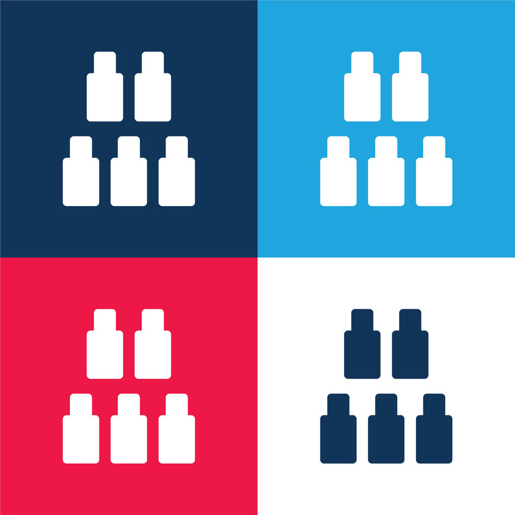 Flaschen Spiel blau und rot vier Farben minimales Symbol-Set - Vektor, Bild