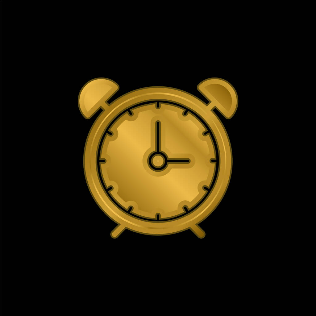 Hälytys Kello kullattu metallinen kuvake tai logo vektori - Vektori, kuva