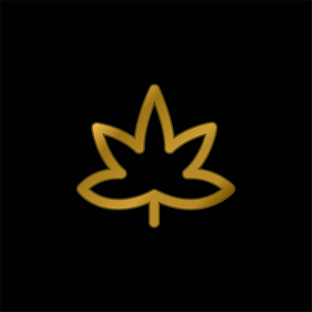 Big Mapple Leaf gold plated metalic icon or logo vector - Vector, Image