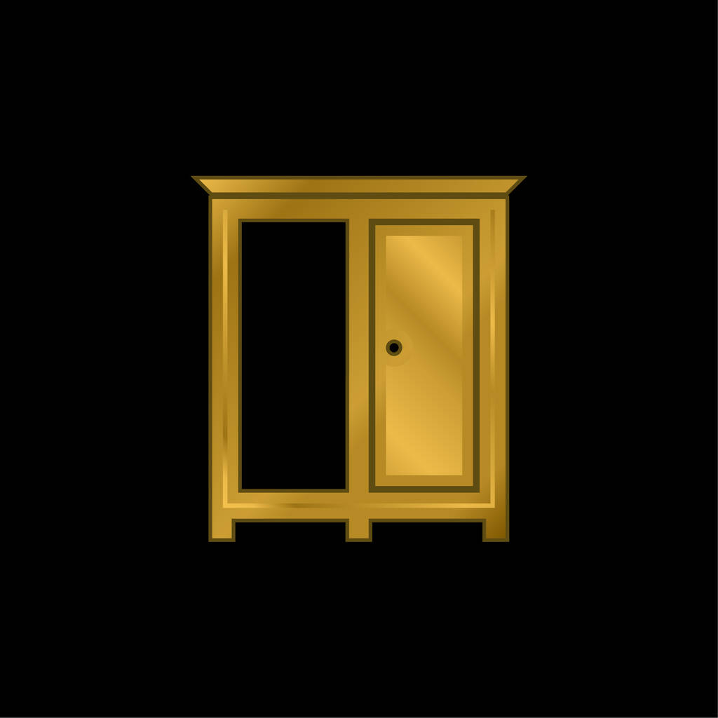 Camera da letto Armadio dorato icona metallica o logo vettoriale - Vettoriali, immagini