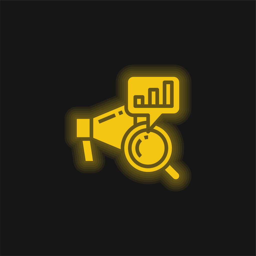 Análise amarelo brilhante ícone de néon - Vetor, Imagem