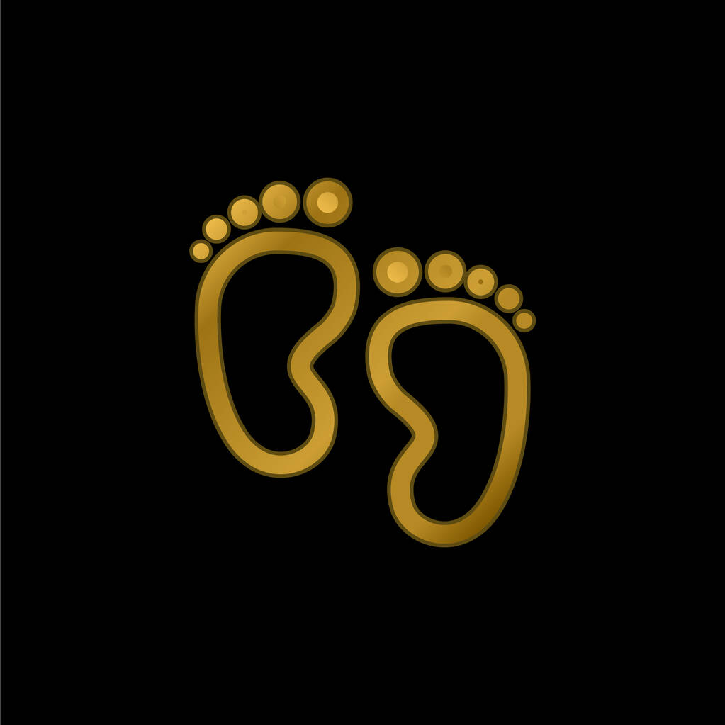 Baba lábnyomok aranyozott fém ikon vagy logó vektor - Vektor, kép