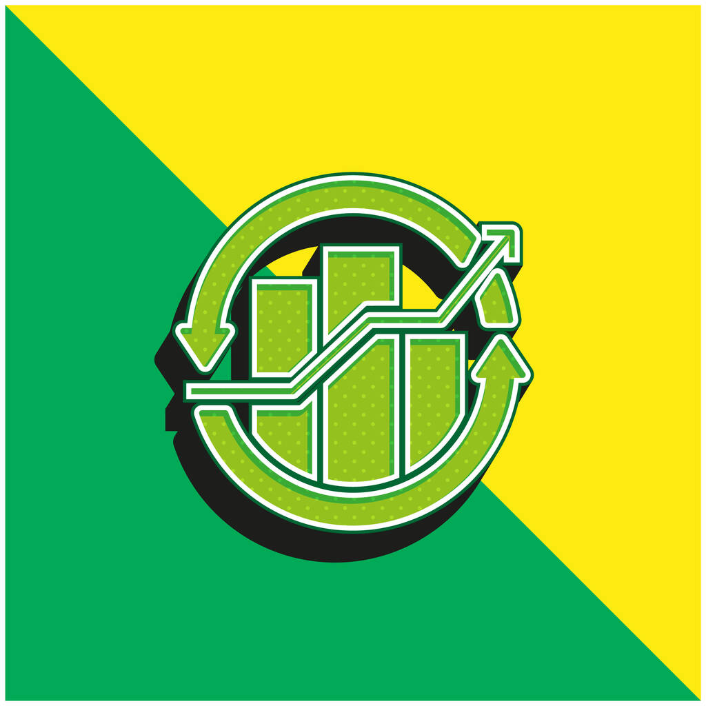 Çubuk Grafik Yeşil ve Sarı 3D vektör simgesi logosu - Vektör, Görsel